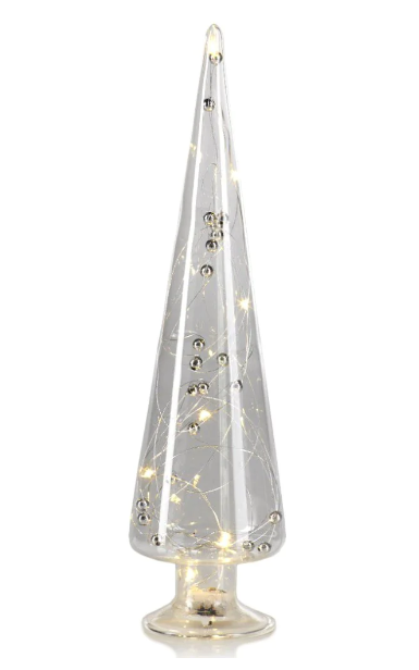 Led Glass Tree w/ Silver Beads - XLarge - Gabrielle&