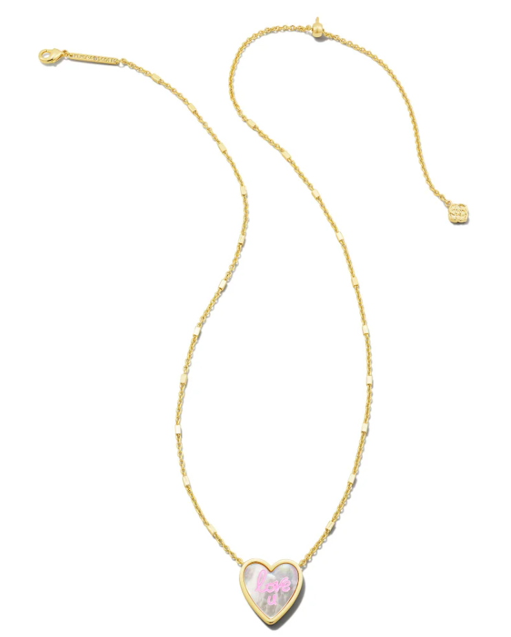 Kendra Scott Love U Pendant Necklace Gold Ivory Mother of Pearl - Gabrielle&
