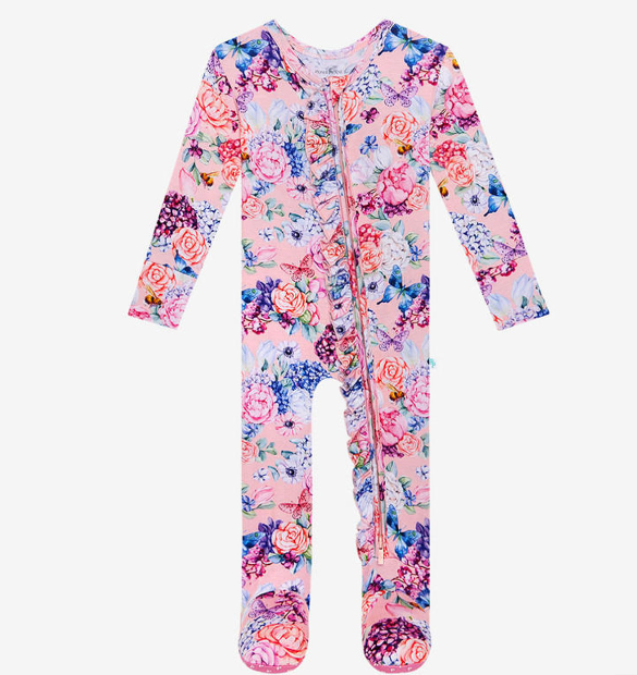 Post Peanut Lyric Footie Ruffled Zippered One Piece - Gabrielle's Biloxi