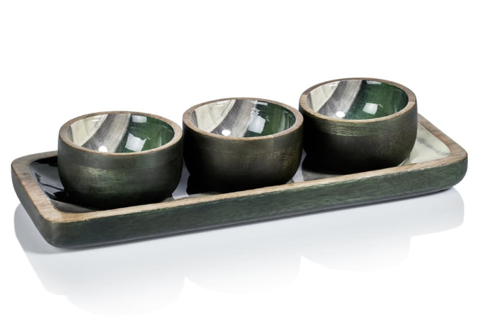 Sicilia Mango Wood Condiment Set - Gabrielle's Biloxi