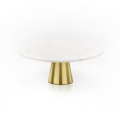 Marble Cake Stand with Gold 12" - Gabrielle's Biloxi