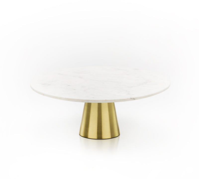 Marble Cake Stand with Gold 12" - Gabrielle&