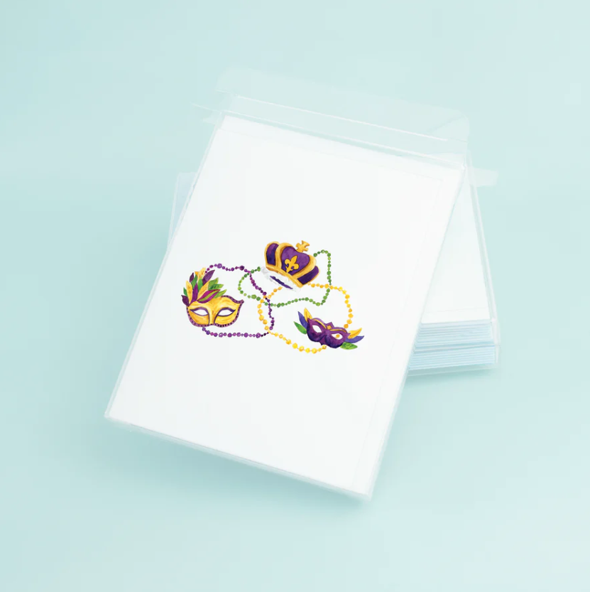 Mardi Gras Beads Cards - Box of 8 - Gabrielle's Biloxi