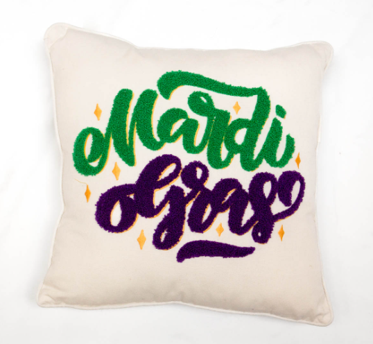 Mardi Gras Embroidered Pillow - Gabrielle's Biloxi