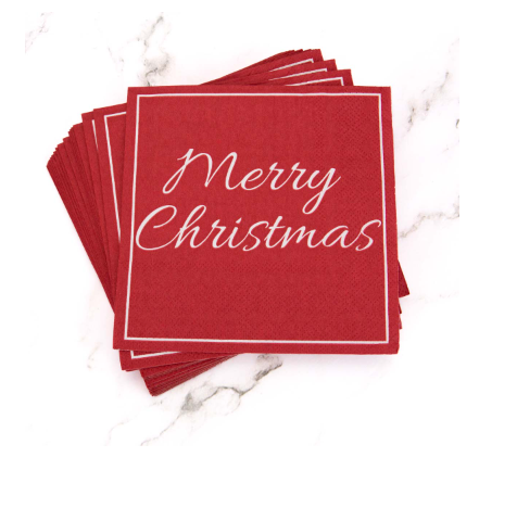 Merry Christmas Script Cocktail Napkins - Gabrielle's Biloxi
