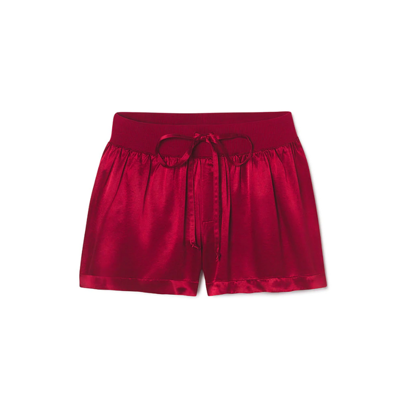 PJ Harlow Mikel Satin Shorts in Red - Gabrielle&
