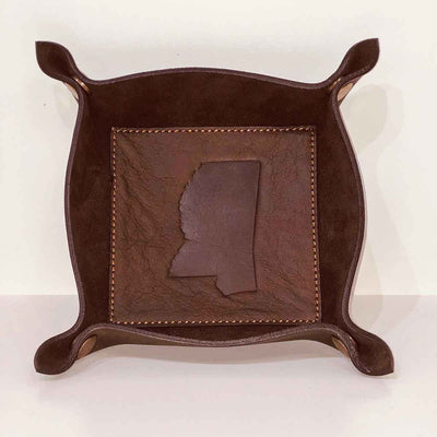 Mississippi Leather Embossed Valet Tray - Gabrielle's Biloxi