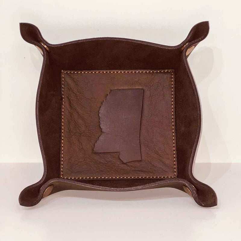 Mississippi Leather Embossed Valet Tray - Gabrielle&