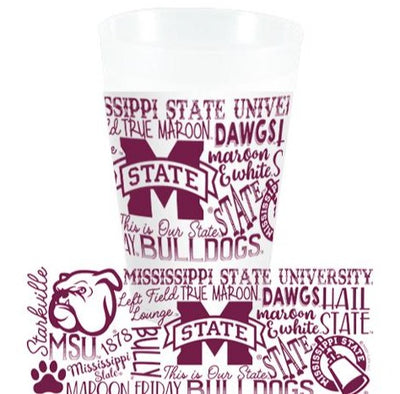 Mississippi State Traditions Frosted Cups - Maroon - Gabrielle's Biloxi
