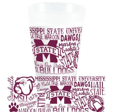 Mississippi State Traditions Frosted Cups - Maroon - Gabrielle&