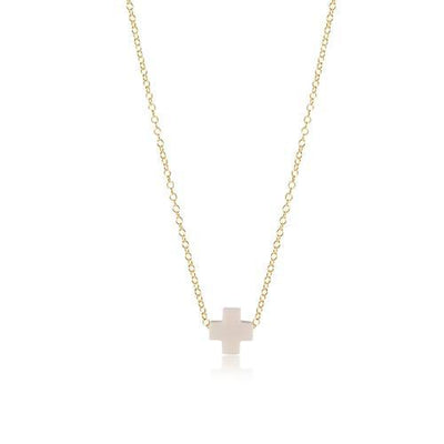 ENewton egirl Signature Cross Necklace Gold Off White 14" - Gabrielle's Biloxi