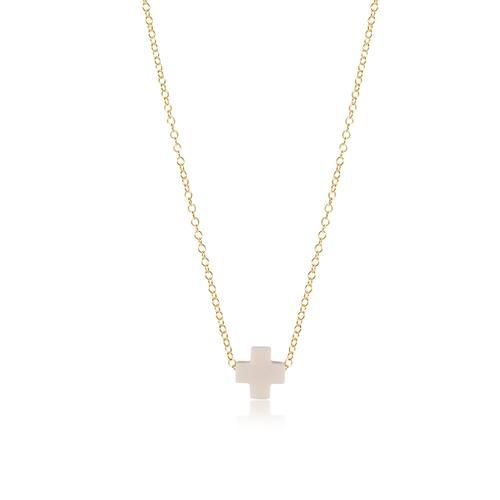 ENewton egirl Signature Cross Necklace Gold Off White 14" - Gabrielle&