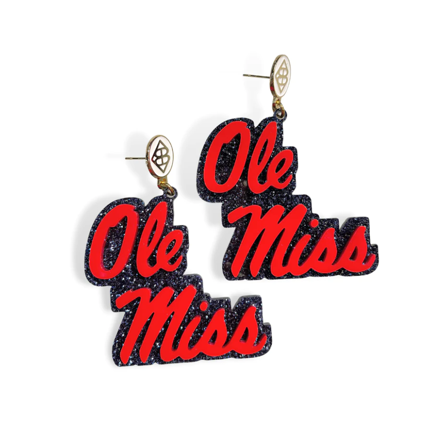 Team RLN - Ole Miss Red Glitter Earrings - Gabrielle's Biloxi