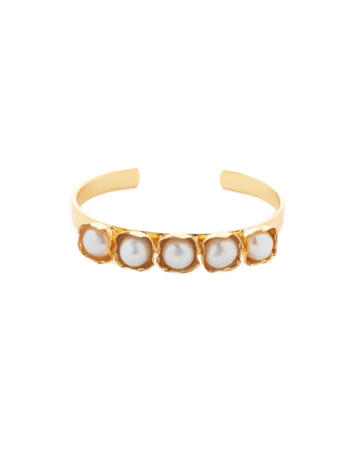 Sorrelli Margot Cuff Bracelet Bright Gold Modern Pearl - Gabrielle's Biloxi