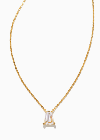 Kendra Scott Blair Pendant Necklace Gold White Crystal - Gabrielle's Biloxi