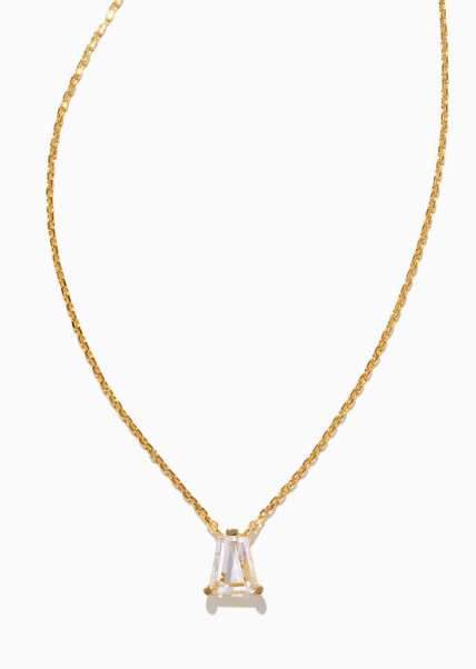Kendra Scott Blair Pendant Necklace Gold White Crystal - Gabrielle&