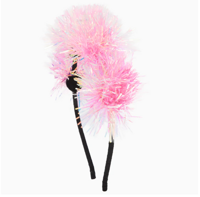 Girls Pom Pom Tinsel Headband Pink Valentine - Gabrielle's Biloxi
