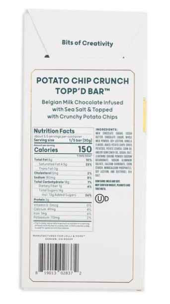 Lolli & Pops Potato Chip Crunch Chocolate Bar - Gabrielle&