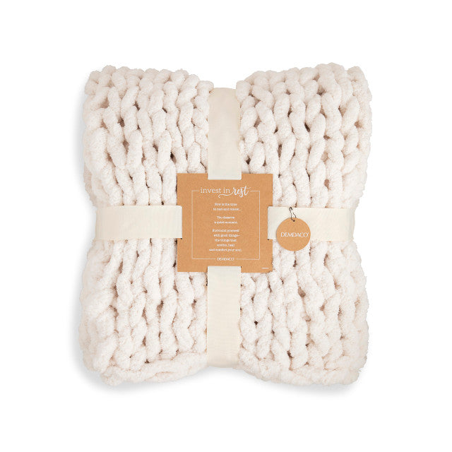 Demdaco Chunky Knit Throw Blanket-Cream - Gabrielle's Biloxi
