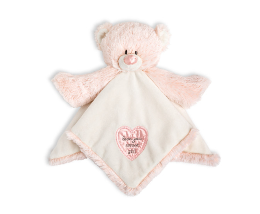 Demdaco Teddy Rattle Blanket - Pink - Gabrielle's Biloxi