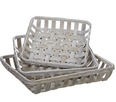 Baskets - Whitewash Square Set of 3 - Gabrielle's Biloxi