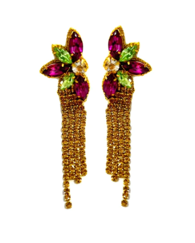 Flower Dangle Earrings - Mardi Gras - Gabrielle's Biloxi