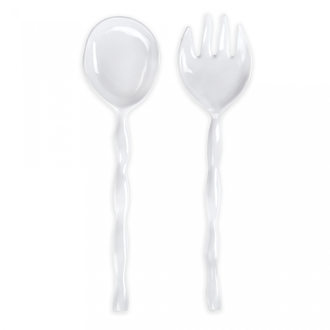 Ruffle White Melamine Salad Servers - Gabrielle's Biloxi