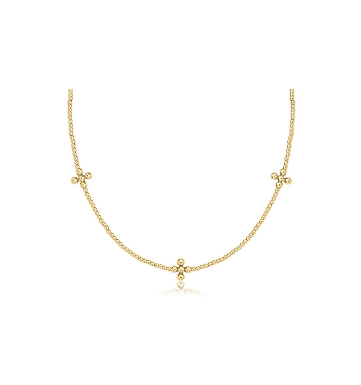 ENewton 15" Choker Signature Cross Gold Pattern 2mm - Gabrielle's Biloxi