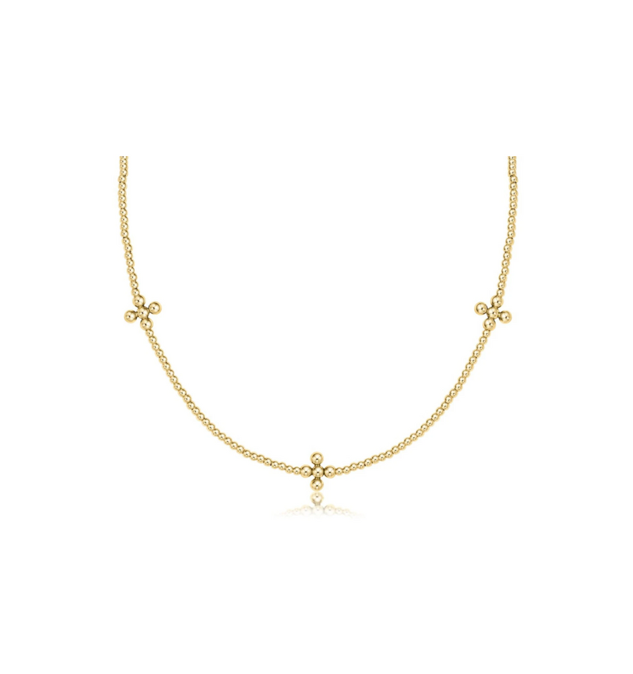 ENewton 15" Choker Signature Cross Gold Pattern 2mm - Gabrielle's Biloxi