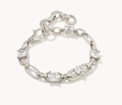 Kendra Scott Blair Jewel Chain Bracelet Rhodium White Crystal - Gabrielle's Biloxi