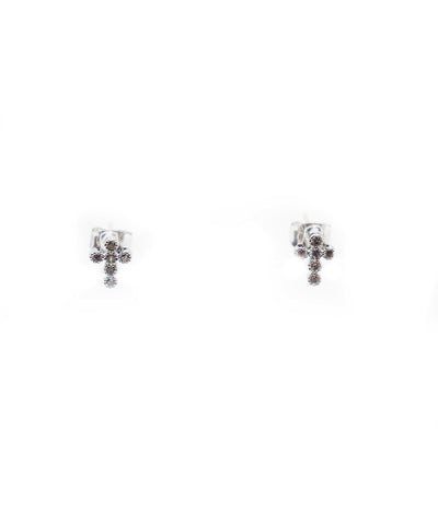Theia Petite Cross Earrings - White Gold - Gabrielle's Biloxi
