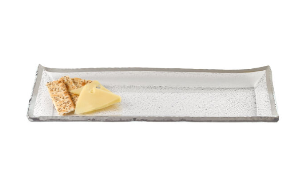 Silver Edge Rectangular Hand Painted Blown Glass 18 x 6.5″ Serving Platter - Gabrielle's Biloxi