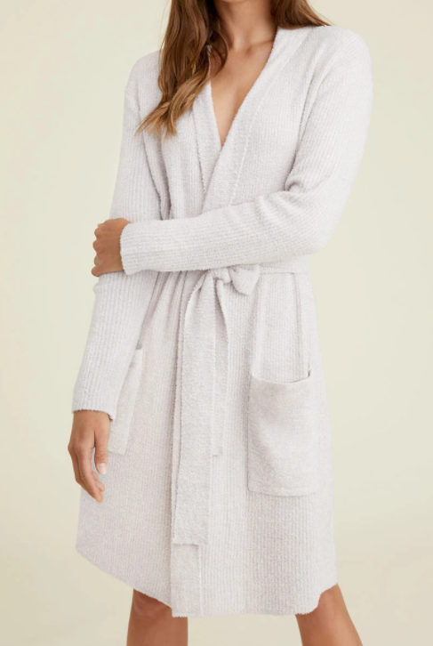 Barefoot Dreams CozyChic Lite Ribbed Robe - Silver - Gabrielle&