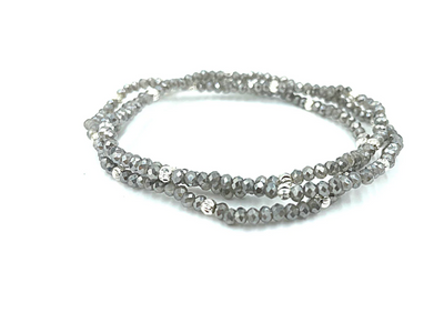 Stack Bracelet No. 13 Gray Shimmer + Silver - Gabrielle's Biloxi