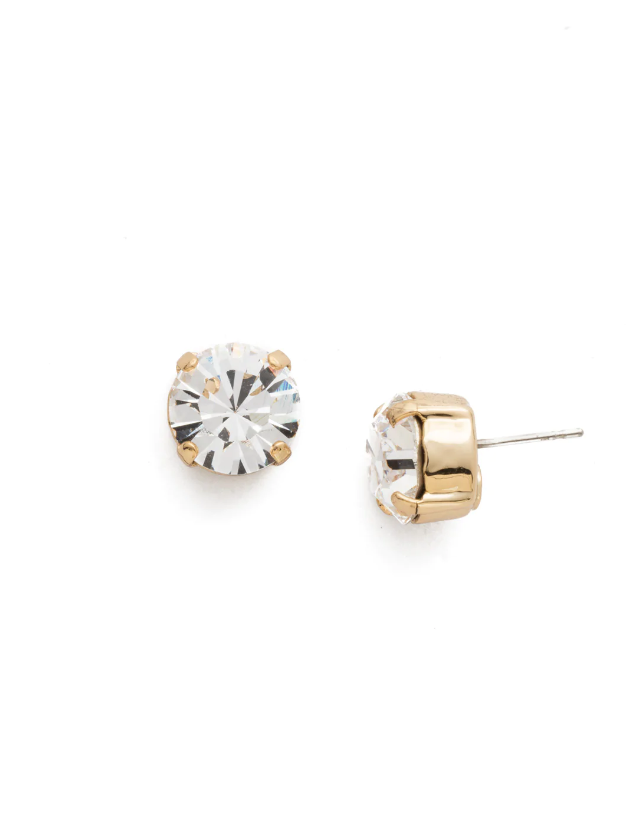 Sorrelli Round Stud Earrings Bright Gold Crystal - Gabrielle's Biloxi