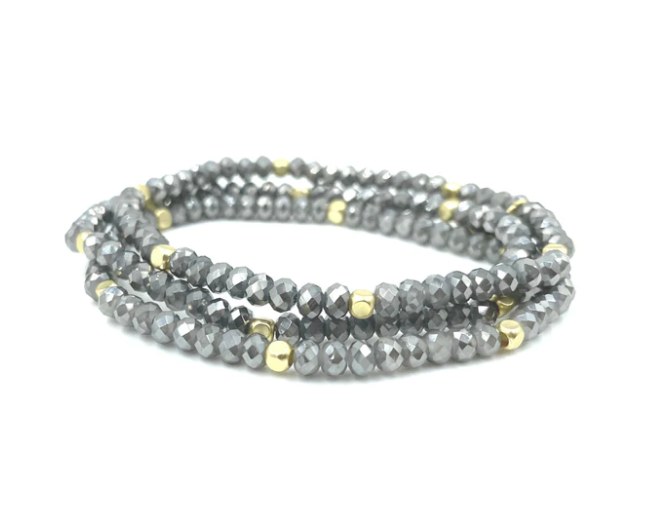 Stack Bracelet No. 05 Metallic Gray + Gold - Gabrielle&