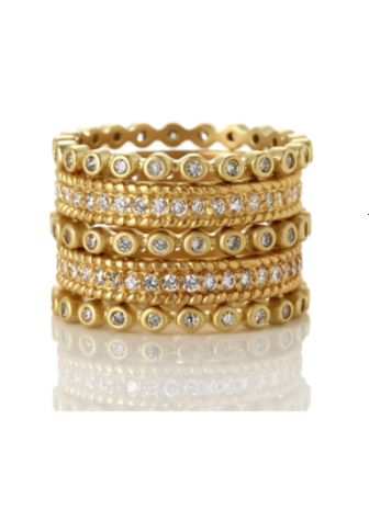 Freida Rothman Classic Set of 5 Eternity / Beaded Rings Size 6 - Gabrielle's Biloxi