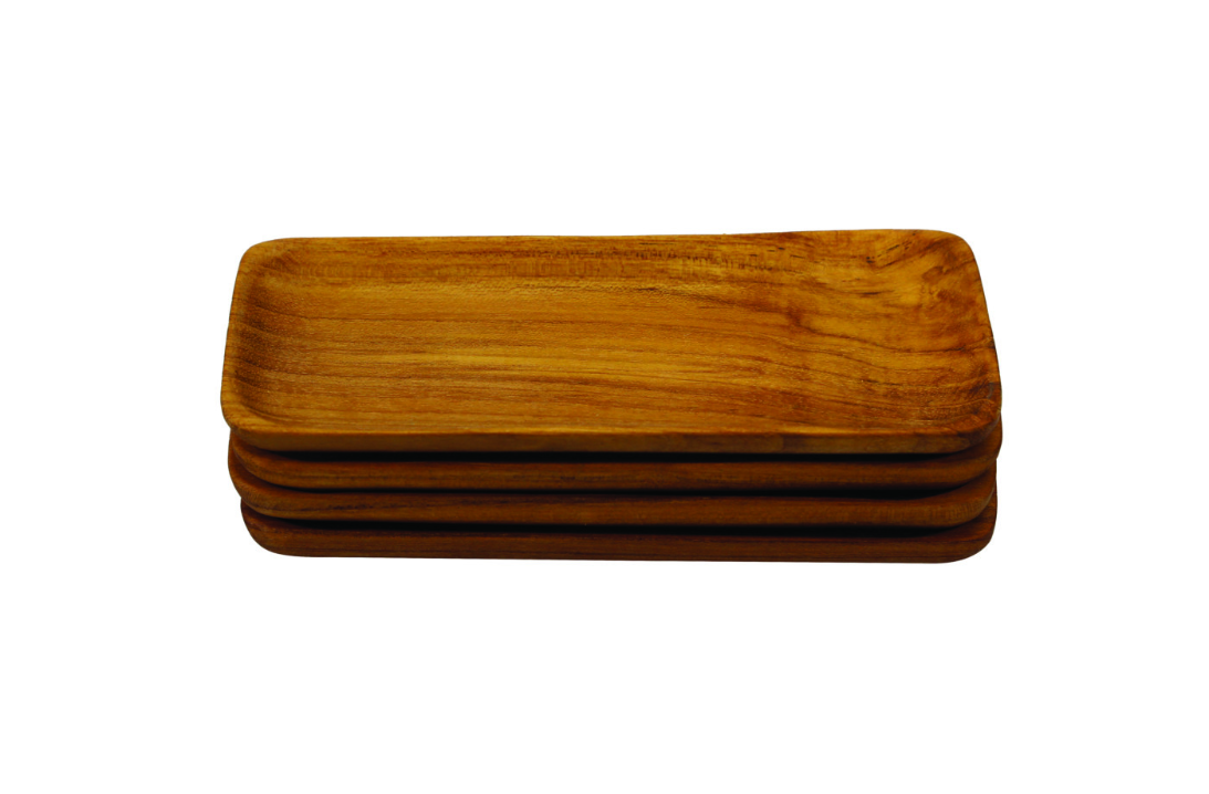 Teak Rectangular Trays - Set of 4 - Thumbnail 3