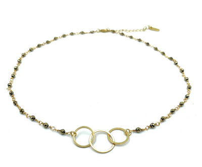 3 Hoops on Pyrite Short Necklace - Gabrielle's Biloxi