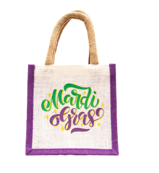 Mardi Gras Script Petite Gift Tote White - Gabrielle's Biloxi