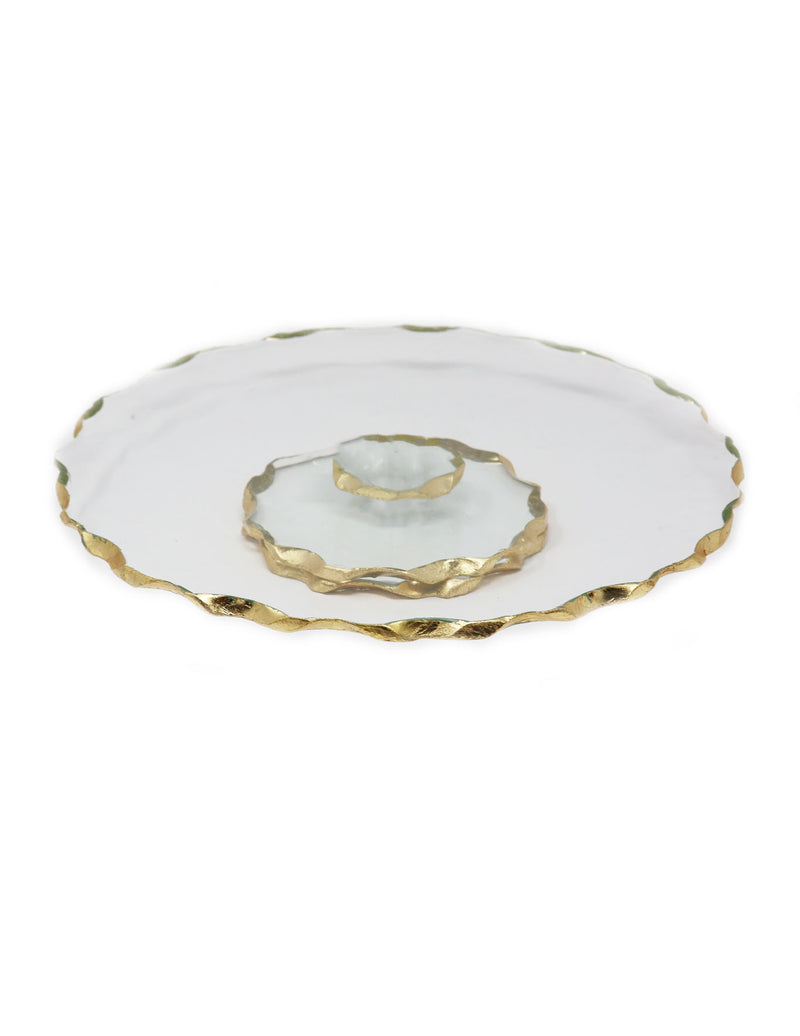 Goldedge Handcrafted Crystal 13" Turning Platter - Gabrielle&