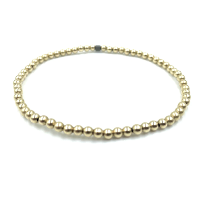 Karma 14K Gold Filled Unity Bracelet - 3 Pewter Beads - Gabrielle's Biloxi