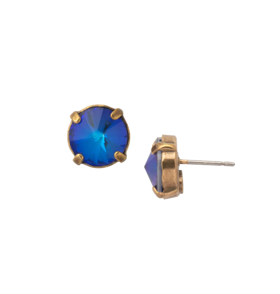 Sorrelli Radiant Stud Earring Venice Blue Antique Gold - Gabrielle&