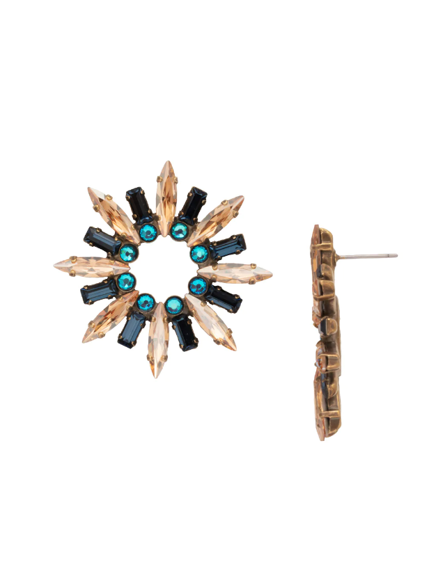 Sorrelli Emory Statement Earring Antique Gold Venice Blue - Gabrielle's Biloxi