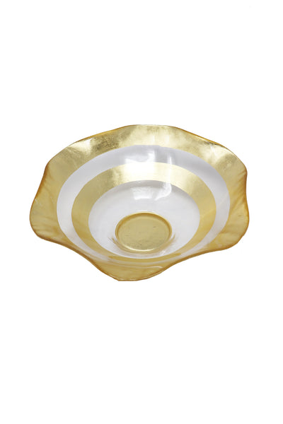 Gold Leaf Wave Handcrafted 8" Round Bowl - Gabrielle's Biloxi