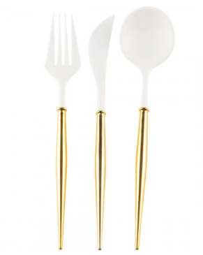 White Flatware/Gold Handle - Gabrielle's Biloxi