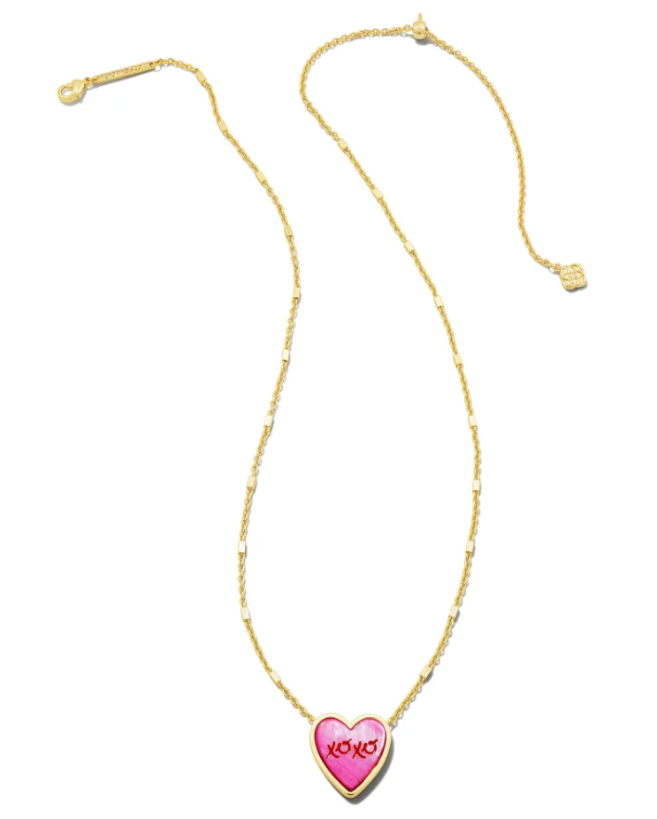 Kendra Scott XOXO Pendant Necklace Gold Hot Pink Mother of Pearl - Gabrielle's Biloxi